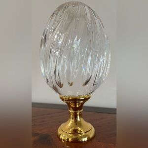 Glass Egg with Brass Pedestal